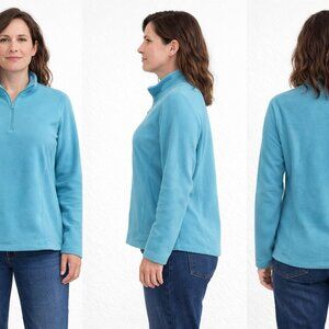 Lands’ End Women’s XL Blue Fleece Pullover 1/4 Zip Long Sleeve Top